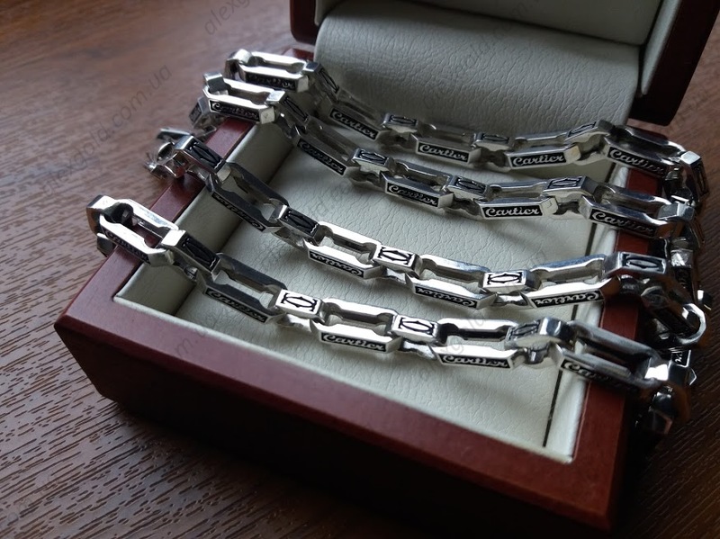 Мужская цепочка Cartier с эмалью