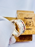 Жіноча каблучка широка Bulgari два види золота 