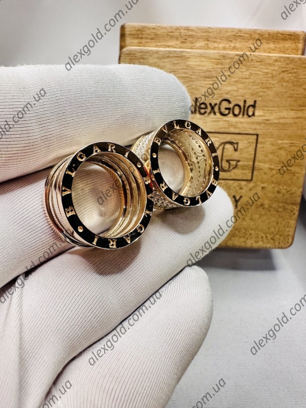 Парні кільця широкі обручки золоті Bulgari