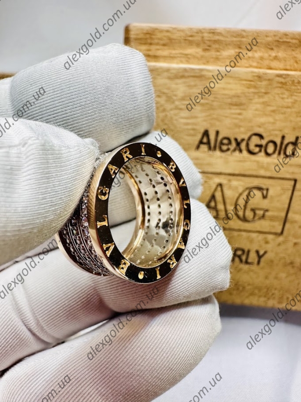 Парні кільця широкі обручки золоті Bulgari