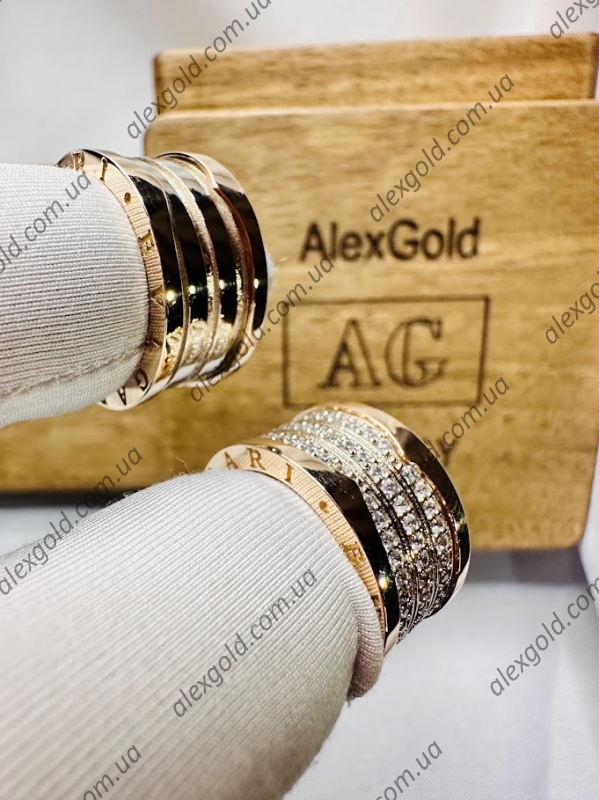 Парні кільця широкі обручки золоті Bulgari