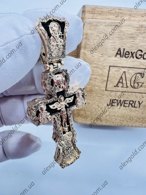 Хрест золото на дереві ебен