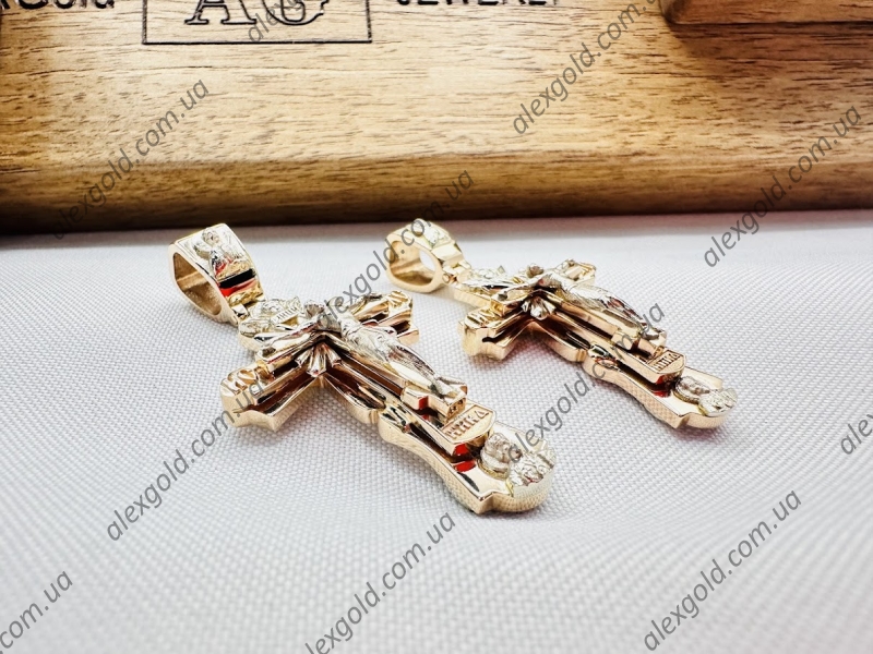 Хрест з двох видів золота червоного і білого Промінь (луч) на 16 г