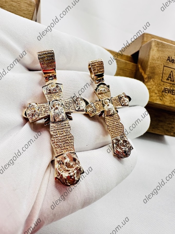 Хрест з двох видів золота червоного і білого Промінь (луч) на 16 г