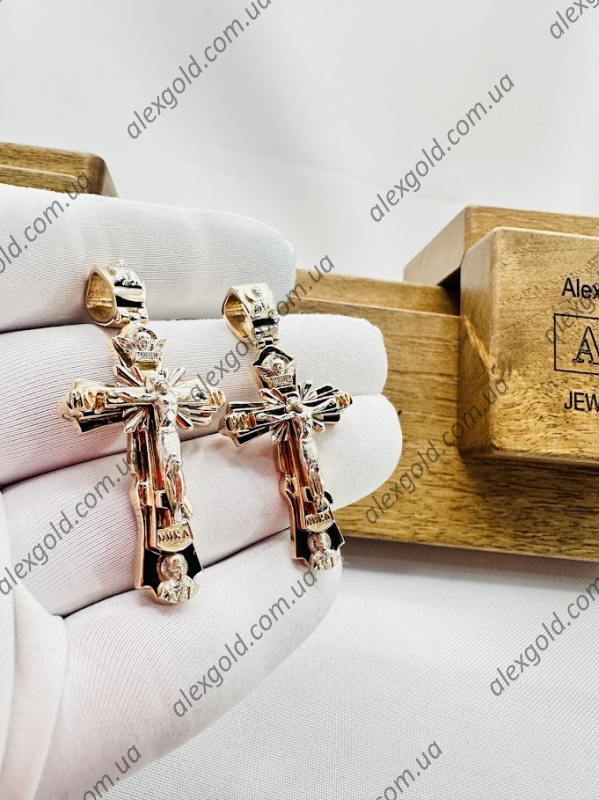 Хрест з двох видів золота червоного і білого Промінь (луч) на 16 г