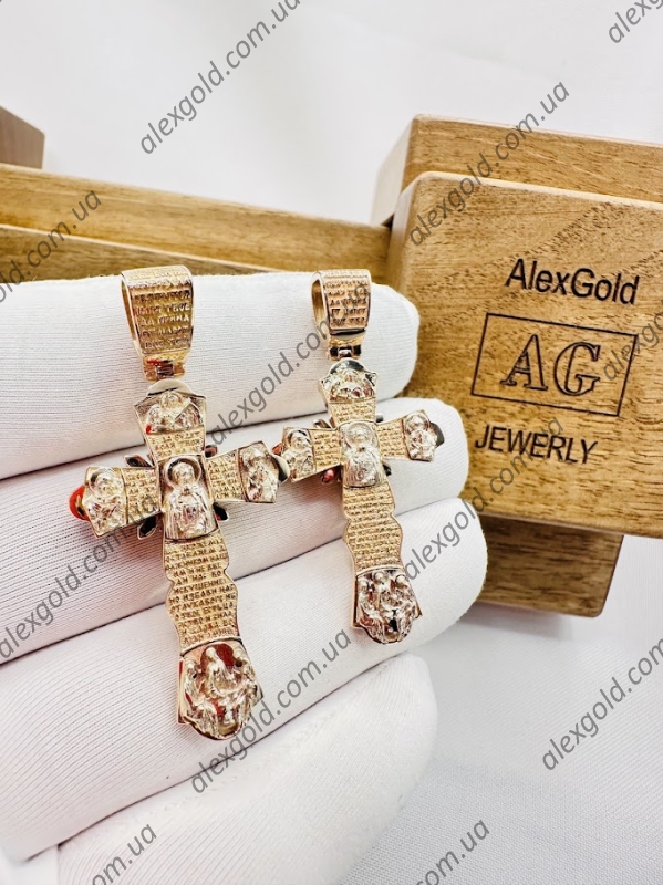 Хрест з двох видів золота червоного і білого Промінь (луч) на 16 г