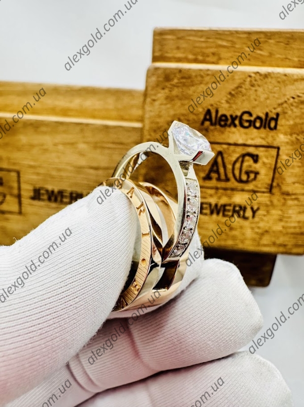 Кільце золоте Bulgari з двох частин трансформер 