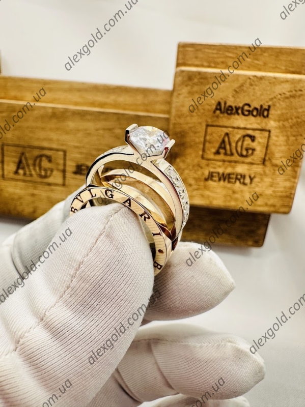 Кільце золоте Bulgari з двох частин трансформер 