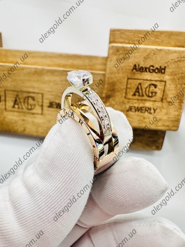 Кільце золоте Bulgari з двох частин трансформер 