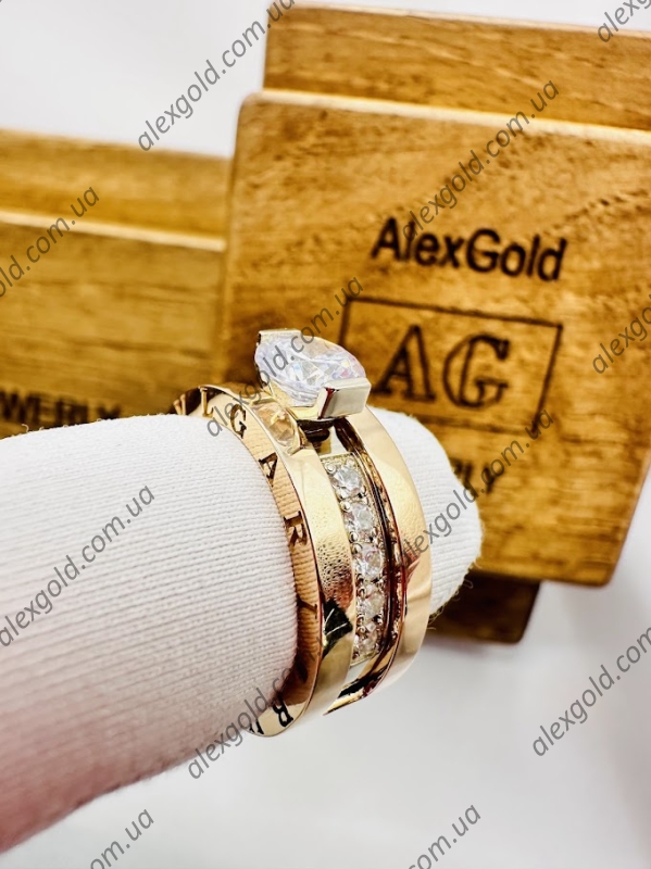 Кільце золоте Bulgari з двох частин трансформер 