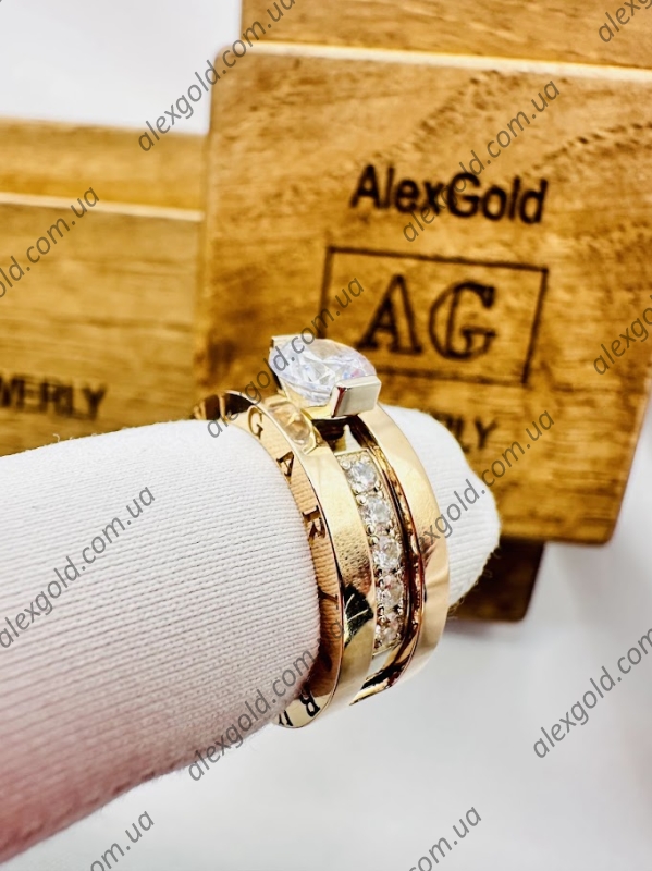 Кільце золоте Bulgari з двох частин трансформер 